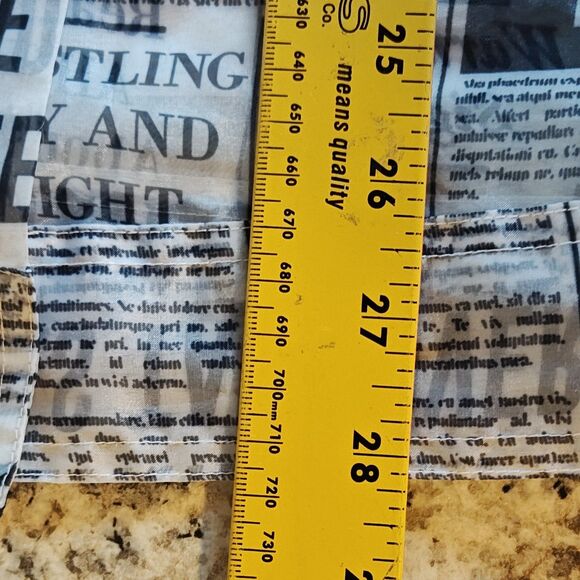 Forever 21 Shirt Womens Medium Black White Newsprint Button Up Sheer Blouse Top - Picture 11 of 12